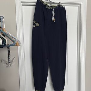 Lacoste Men's Dark Blue Joggers with Green Accents